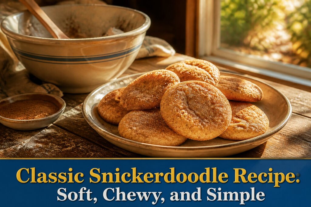 Freshly baked snickerdoodle cookies on a cooling rack.