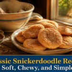 Freshly baked snickerdoodle cookies on a cooling rack.