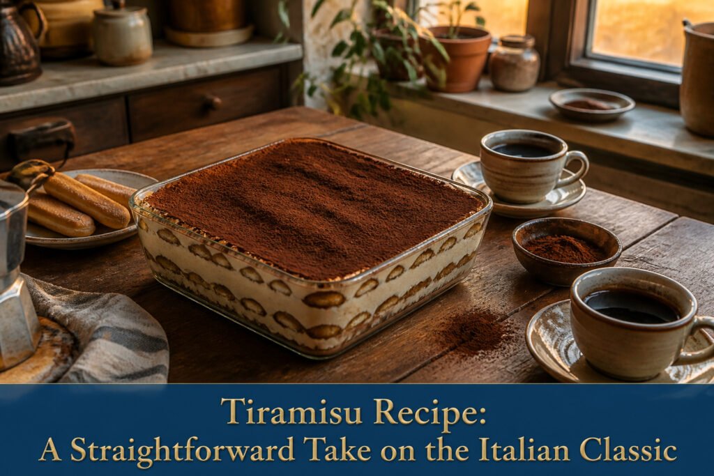 A beautifully layered tiramisu with mascarpone and coffee-soaked ladyfingers.